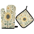 thumbnail image 1 of Yayeee Oven Mitts and Pot Holder Set of 4 Heat Resistant Kitchen Gloves Baking Hot Pad, Floral Birds Pattern, 1 of 5