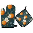 thumbnail image 1 of Yayeee Oven Mitts and Pot Holder Set of 4 Heat Resistant Kitchen Gloves Baking Hot Pad, Floral Oranges, 1 of 5