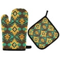 thumbnail image 1 of Yayeee Oven Mitts and Pot Holder Set of 4 Heat Resistant Kitchen Gloves Baking Hot Pad, Geometric Patterns, 1 of 5