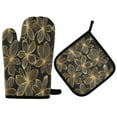thumbnail image 1 of Yayeee Oven Mitts and Pot Holder Set of 4 Heat Resistant Kitchen Gloves Baking Hot Pad, Golden Elegance, 1 of 5
