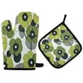 thumbnail image 1 of Yayeee Oven Mitts and Pot Holder Set of 4 Heat Resistant Kitchen Gloves Baking Hot Pad, Gray Floral, 1 of 5