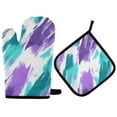 thumbnail image 1 of Yayeee Oven Mitts and Pot Holder Set of 4 Heat Resistant Kitchen Gloves Baking Hot Pad, Green Drawing, 1 of 5