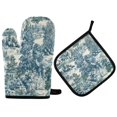 thumbnail image 1 of Yayeee Oven Mitts and Pot Holder Set of 4 Heat Resistant Kitchen Gloves Baking Hot Pad, Green Flourishing Garden, 1 of 5