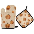 thumbnail image 1 of Yayeee Oven Mitts and Pot Holder Set of 4 Heat Resistant Kitchen Gloves Baking Hot Pad, Halloween Pumpkins Pattern, 1 of 5