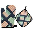 thumbnail image 1 of Yayeee Oven Mitts and Pot Holder Set of 4 Heat Resistant Kitchen Gloves Baking Hot Pad, Isometric Pink, 1 of 5
