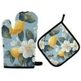 thumbnail image 1 of Yayeee Oven Mitts and Pot Holder Set of 4 Heat Resistant Kitchen Gloves Baking Hot Pad, Lemon Pattern, 1 of 5