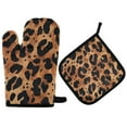 thumbnail image 1 of Yayeee Oven Mitts and Pot Holder Set of 4 Heat Resistant Kitchen Gloves Baking Hot Pad, Leopard Pattern, 1 of 5