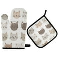 thumbnail image 1 of Yayeee Oven Mitts and Pot Holder Set of 4 Heat Resistant Kitchen Gloves Baking Hot Pad, Light Gray Cat Pattern, 1 of 5