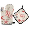 thumbnail image 1 of Yayeee Oven Mitts and Pot Holder Set of 4 Heat Resistant Kitchen Gloves Baking Hot Pad, Light Red Starfish, 1 of 5