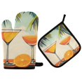 thumbnail image 1 of Yayeee Oven Mitts and Pot Holder Set of 4 Heat Resistant Kitchen Gloves Baking Hot Pad, Mid Century Glasses, 1 of 5