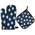 thumbnail image 1 of Yayeee Oven Mitts and Pot Holder Set of 4 Heat Resistant Kitchen Gloves Baking Hot Pad, Navy Blue Baseball Pattern, 1 of 5