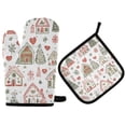 thumbnail image 1 of Yayeee Oven Mitts and Pot Holder Set of 4 Heat Resistant Kitchen Gloves Baking Hot Pad, Nordic Christmas House, 1 of 5