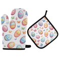 thumbnail image 1 of Yayeee Oven Mitts and Pot Holder Set of 4 Heat Resistant Kitchen Gloves Baking Hot Pad, Pastel Easter Pattern, 1 of 5