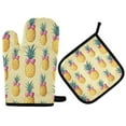thumbnail image 1 of Yayeee Oven Mitts and Pot Holder Set of 4 Heat Resistant Kitchen Gloves Baking Hot Pad, Pineapple Love, 1 of 5