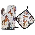 thumbnail image 1 of Yayeee Oven Mitts and Pot Holder Set of 4 Heat Resistant Kitchen Gloves Baking Hot Pad, Rainbow Stars Pattern, 1 of 5