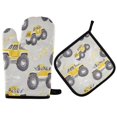 thumbnail image 1 of Yayeee Oven Mitts and Pot Holder Set of 4 Heat Resistant Kitchen Gloves Baking Hot Pad, Trucks Pattern, 1 of 5