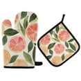 thumbnail image 1 of Yayeee Oven Mitts and Pot Holder Set of 4 Heat Resistant Kitchen Gloves Baking Hot Pad, Watercolor Grapefruit, 1 of 5