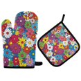 thumbnail image 1 of Yayeee Oven Mitts and Pot Holder Set of 4 Heat Resistant Kitchen Gloves Baking Hot Pad, Whimsical Floral, 1 of 5