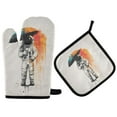 thumbnail image 1 of Yayeee Oven Mitts and Pot Holder Set of 4 Heat Resistant Kitchen Gloves Baking Hot Pad, White Astronaut, 1 of 5