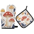 thumbnail image 1 of Yayeee Oven Mitts and Pot Holder Set of 4 Heat Resistant Kitchen Gloves Baking Hot Pad, White Mushroom, 1 of 5