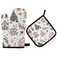 thumbnail image 1 of Yayeee Oven Mitts and Pot Holder Set of 4 Heat Resistant Kitchen Gloves Baking Hot Pad, White Nordic Christmas House, 1 of 5