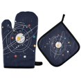 thumbnail image 1 of Yayeee Oven Mitts and Pot Holder Set of 4 Heat Resistant Kitchen Gloves Baking Hot Pad, White Planet, 1 of 5