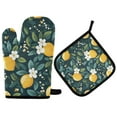 thumbnail image 1 of Yayeee Oven Mitts and Pot Holder Set of 4 Heat Resistant Kitchen Gloves Baking Hot Pad, Yellow Lemons, 1 of 5