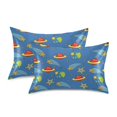 thumbnail image 1 of Yayeee Pillowcase King Size Set of 2 Satin Wrinkle Resistant Envelope Pillow Case, Blue Cartoon Galaxy, 1 of 8