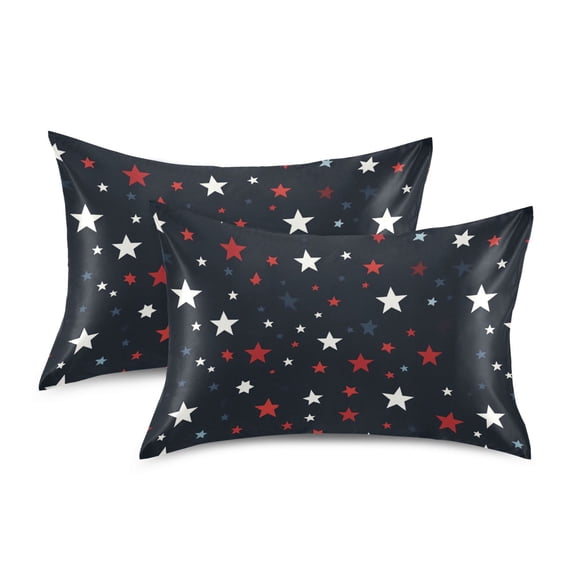 Yayeee Pillowcase King Size Set of 2 Satin Wrinkle Resistant Envelope Pillow Case, Blue Stars Pattern