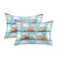 thumbnail image 1 of Yayeee Pillowcase King Size Set of 2 Satin Wrinkle Resistant Envelope Pillow Case, Cartoon Train Pattern, 1 of 8