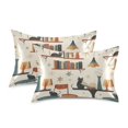 thumbnail image 1 of Yayeee Pillowcase King Size Set of 2 Satin Wrinkle Resistant Envelope Pillow Case, Cats Reading Pattern, 1 of 8