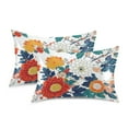 thumbnail image 1 of Yayeee Pillowcase King Size Set of 2 Satin Wrinkle Resistant Envelope Pillow Case, Colorful Flowers Pattern, 1 of 8