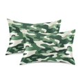 thumbnail image 1 of Yayeee Pillowcase King Size Set of 2 Satin Wrinkle Resistant Envelope Pillow Case, Light Green Camouflage Design, 1 of 8