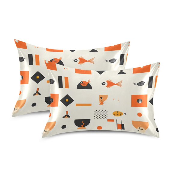 Yayeee Pillowcase King Size Set of 2 Satin Wrinkle Resistant Envelope Pillow Case, Minimalist Geometric Pattern