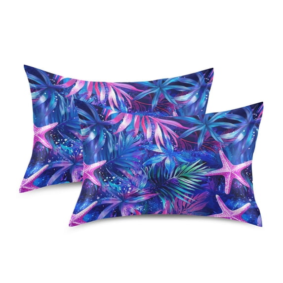 Yayeee Pillowcase King Size Set of 2 Satin Wrinkle Resistant Envelope Pillow Case, Neon Pink Starfish