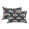 thumbnail image 1 of Yayeee Pillowcase King Size Set of 2 Satin Wrinkle Resistant Envelope Pillow Case, Orange Elegant Geometric, 1 of 8