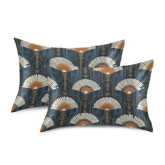 Yayeee Pillowcase King Size Set of 2 Satin Wrinkle Resistant Envelope Pillow Case, Orange Elegant Geometric