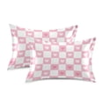 thumbnail image 1 of Yayeee Pillowcase King Size Set of 2 Satin Wrinkle Resistant Envelope Pillow Case, Pink Checkered Heart, 1 of 8