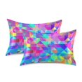 thumbnail image 1 of Yayeee Pillowcase King Size Set of 2 Satin Wrinkle Resistant Envelope Pillow Case, Vibrant Geometric Pattern, 1 of 8