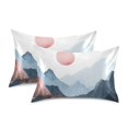 thumbnail image 1 of Yayeee Pillowcase King Size Set of 2 Satin Wrinkle Resistant Pillow Case, Art Mountain and Sun Pattern, 1 of 7
