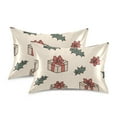 thumbnail image 1 of Yayeee Pillowcase King Size Set of 2 Satin Wrinkle Resistant Pillow Case, Beige Christmas Gift Pattern, 1 of 8