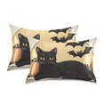 thumbnail image 1 of Yayeee Pillowcase King Size Set of 2 Satin Wrinkle Resistant Pillow Case, Beige Halloween Cat, 1 of 7
