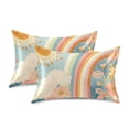thumbnail image 1 of Yayeee Pillowcase King Size Set of 2 Satin Wrinkle Resistant Pillow Case, Beige Rainbow Clouds, 1 of 7