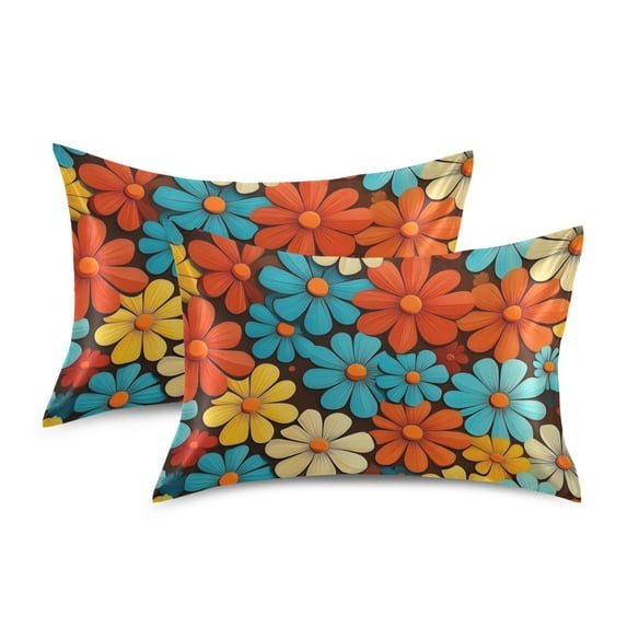 Yayeee Pillowcase King Size Set of 2 Satin Wrinkle Resistant Pillow Case, Blooming Flowers