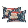 thumbnail image 1 of Yayeee Pillowcase King Size Set of 2 Satin Wrinkle Resistant Pillow Case, Blue Christmas Santa, 1 of 8