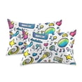 thumbnail image 1 of Yayeee Pillowcase King Size Set of 2 Satin Wrinkle Resistant Pillow Case, Blue Doodle Pattern, 1 of 7