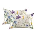 thumbnail image 1 of Yayeee Pillowcase King Size Set of 2 Satin Wrinkle Resistant Pillow Case, Blue Floral Rabbit, 1 of 8
