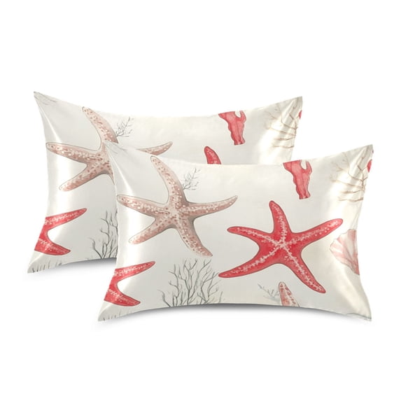Yayeee Pillowcase King Size Set of 2 Satin Wrinkle Resistant Pillow Case, Brown Starfish