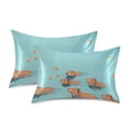thumbnail image 1 of Yayeee Pillowcase King Size Set of 2 Satin Wrinkle Resistant Pillow Case, Capybara Splash, 1 of 8