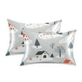 thumbnail image 1 of Yayeee Pillowcase King Size Set of 2 Satin Wrinkle Resistant Pillow Case, Cartoon Blue Houses, 1 of 7